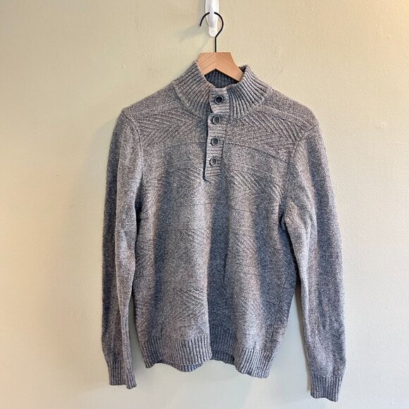 Marc Anthony Knit Sweater Mens Size Medium Gray Henley Button Alpaca Pullover - Picture 8 of 8